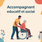 Accompagnant educatif et social aide personne agee fauteuil