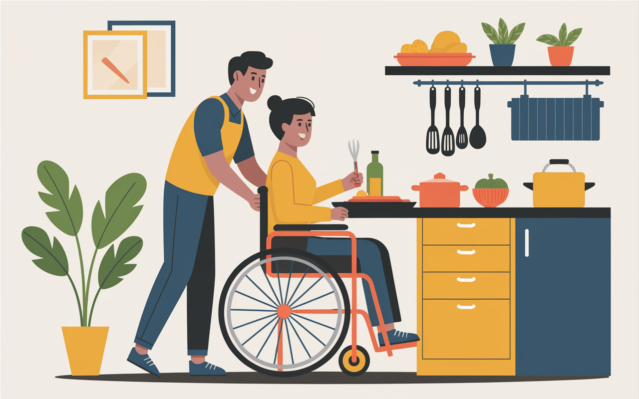 Accompagnant educatif et social aide repas fauteuil roulant