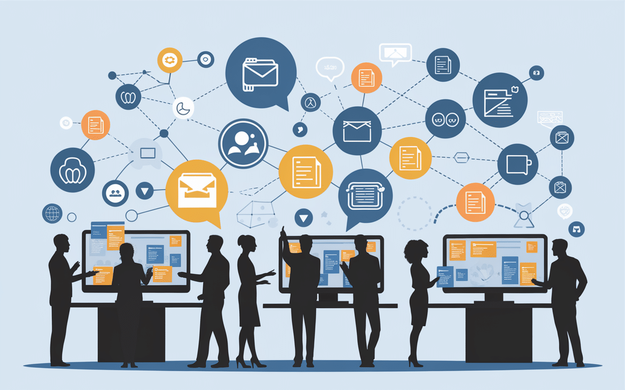 Équipe collaborative sur Atolia environnement moderne