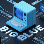 big blue illustration ordinateur vintage et technologie
