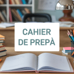 Bureau studieux avec cahier de prepa et accessoires