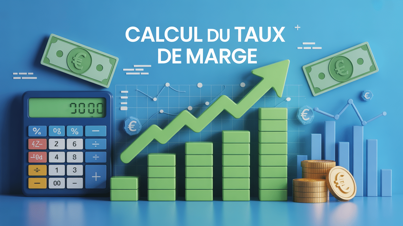 Scène calcul du taux de marge, graphiques et réussite financière