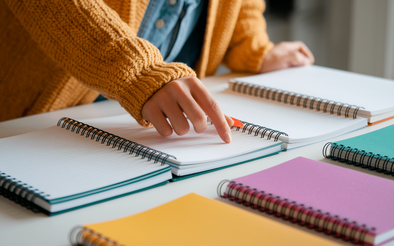 Différents cahiers de prepa comparés sur table