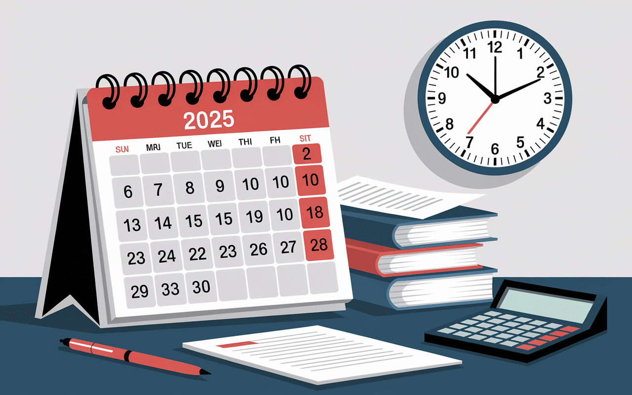 calendrier 2025 date limite declaration tva mensuelle