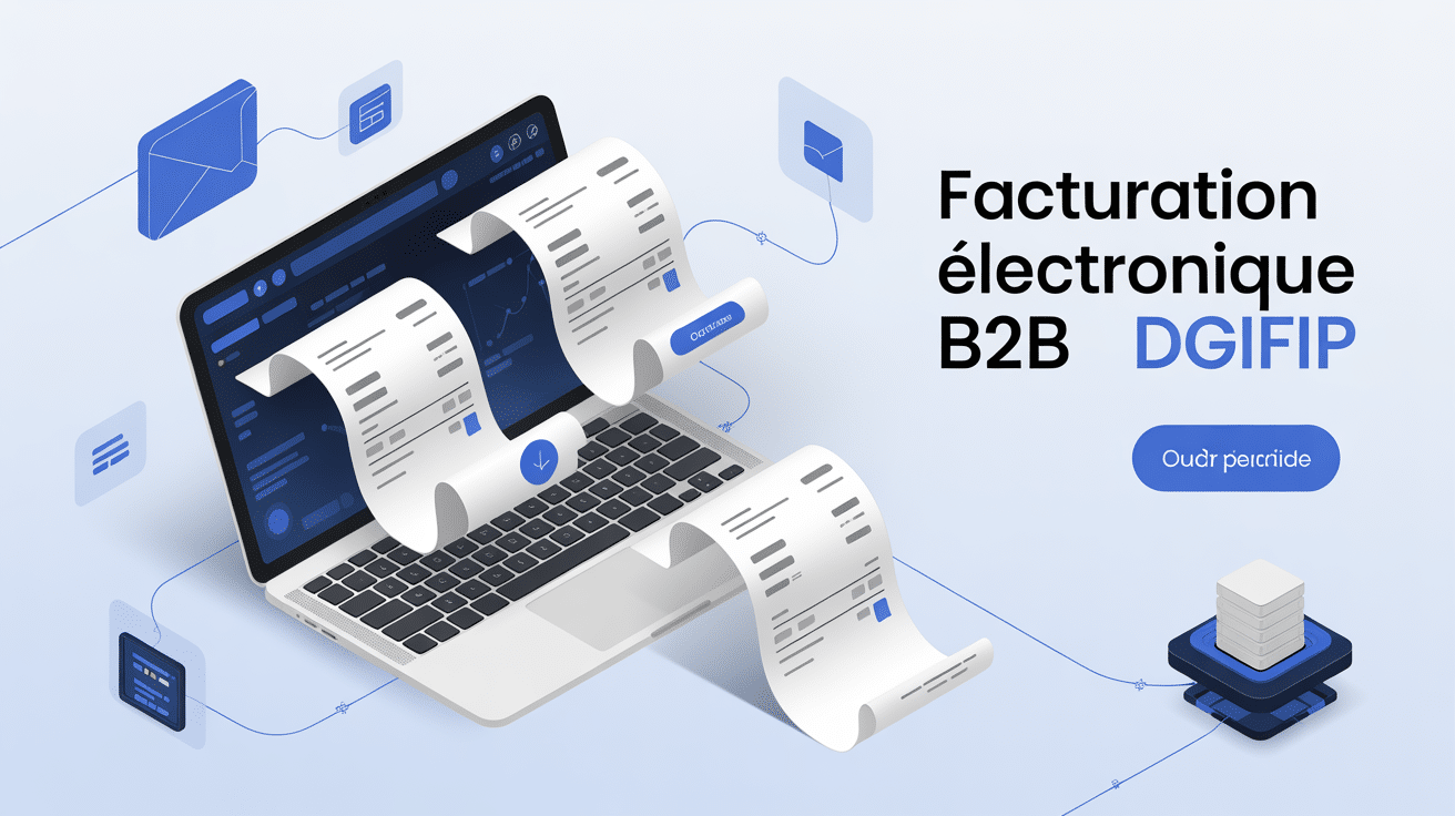 illustration b2b dgfip ordinateur portable factures digitales