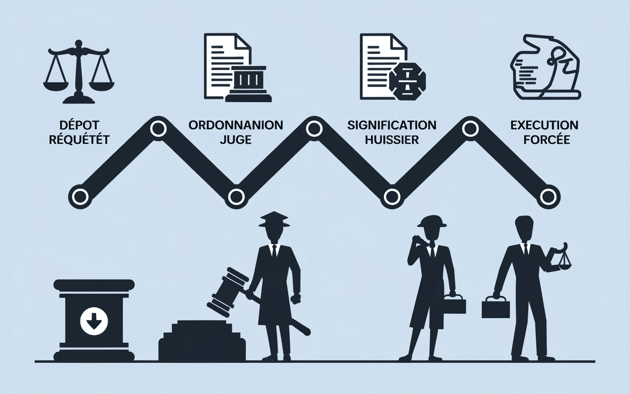 injonction de payer huissier infographie procedure