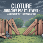 clôture arraché par le vent assurance illustration tempête