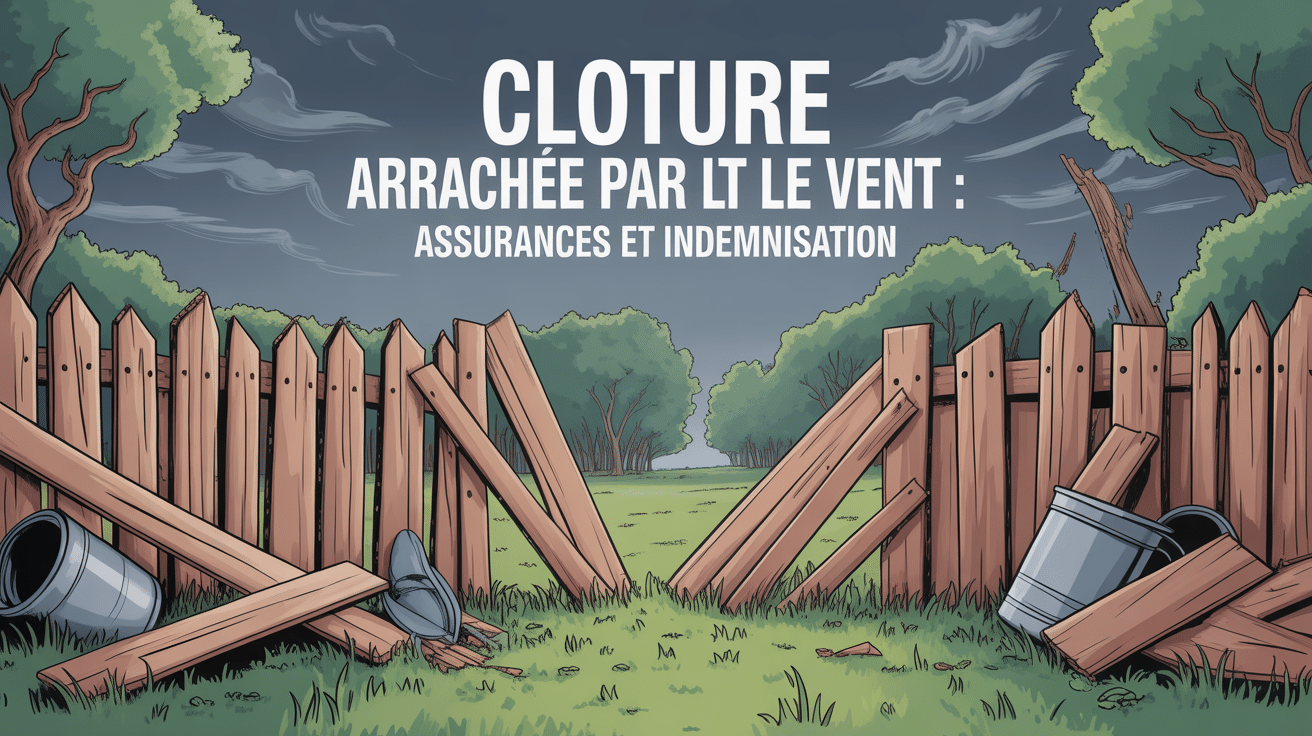 clôture arraché par le vent assurance illustration tempête