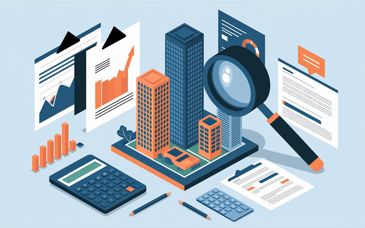 Analyse loca investissement avec loupe et graphique