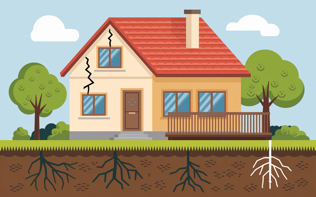 dégâts causés par des racines assurance fissures canalisations terrasse