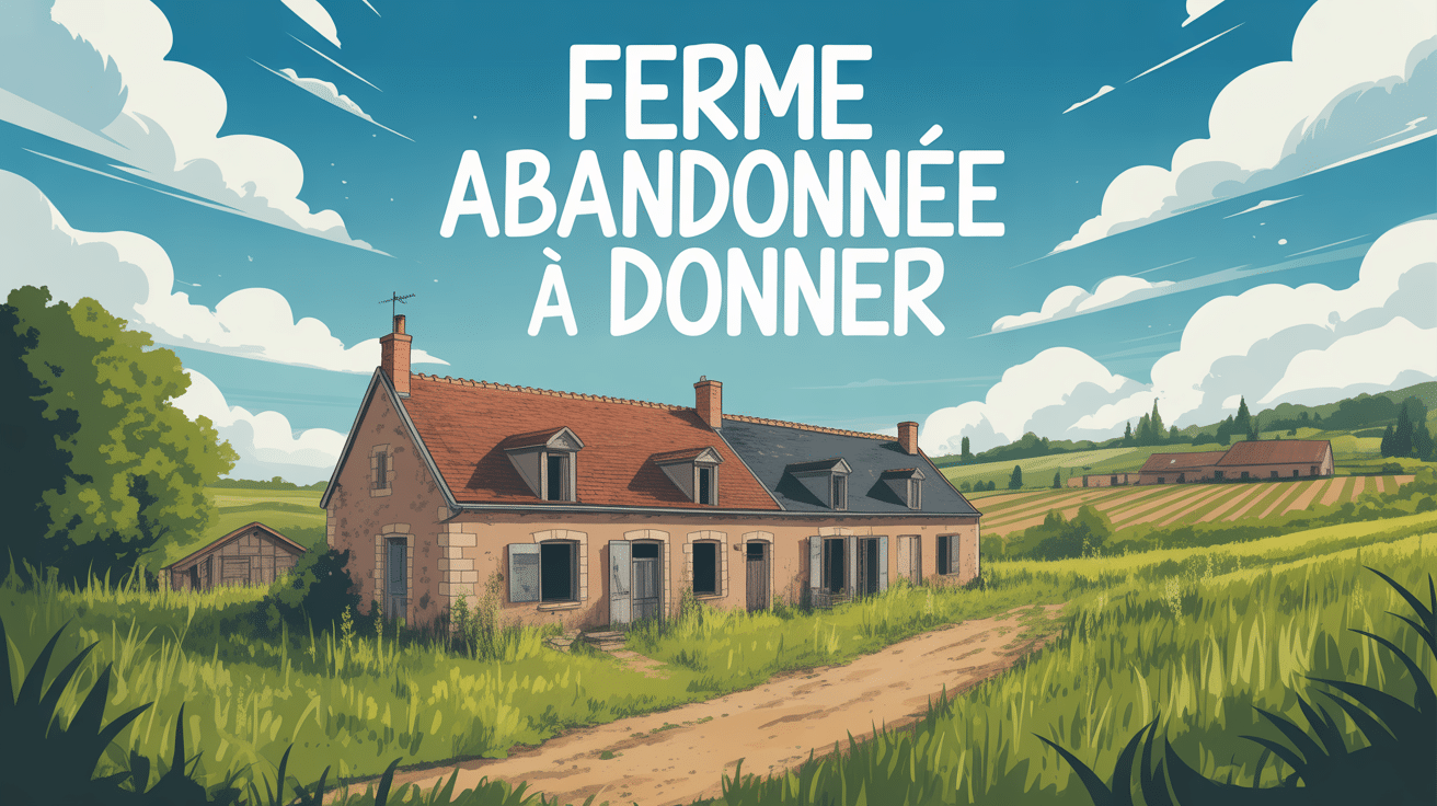 Vue d'une ferme abandonnée à donner en pleine campagne