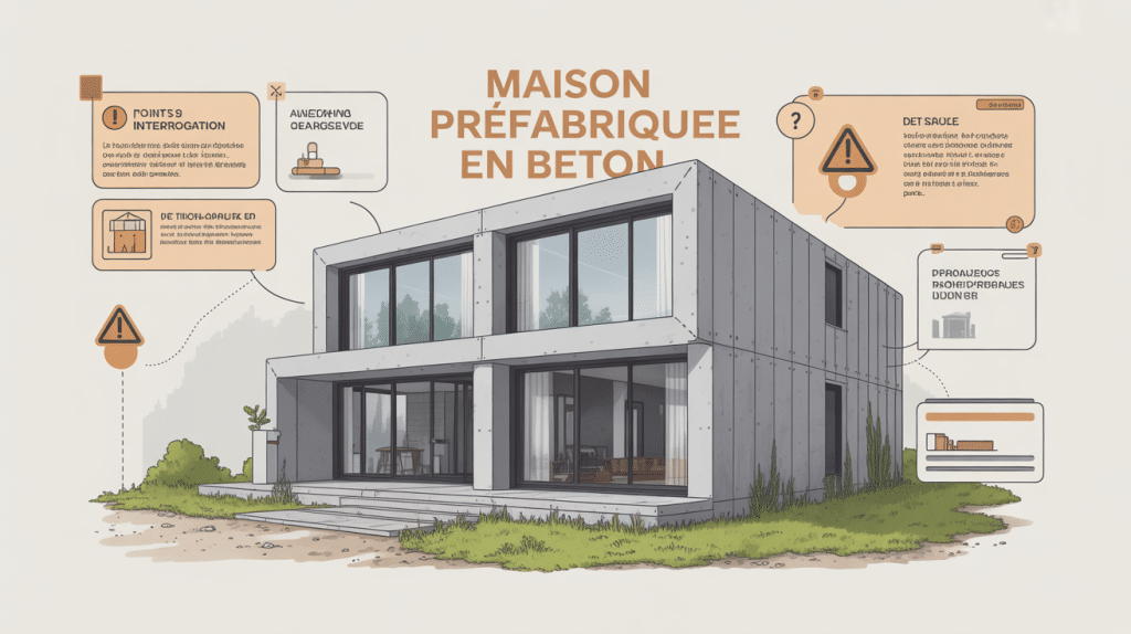 maison préfabriquée béton inconvénients infographique