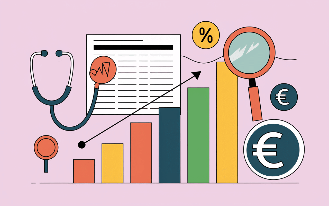 Loupe sur tableau remboursement mutuelle Génération avec icônes médicales