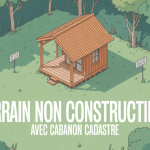 Vue aérienne terrain non constructible avec cabanon cadastré