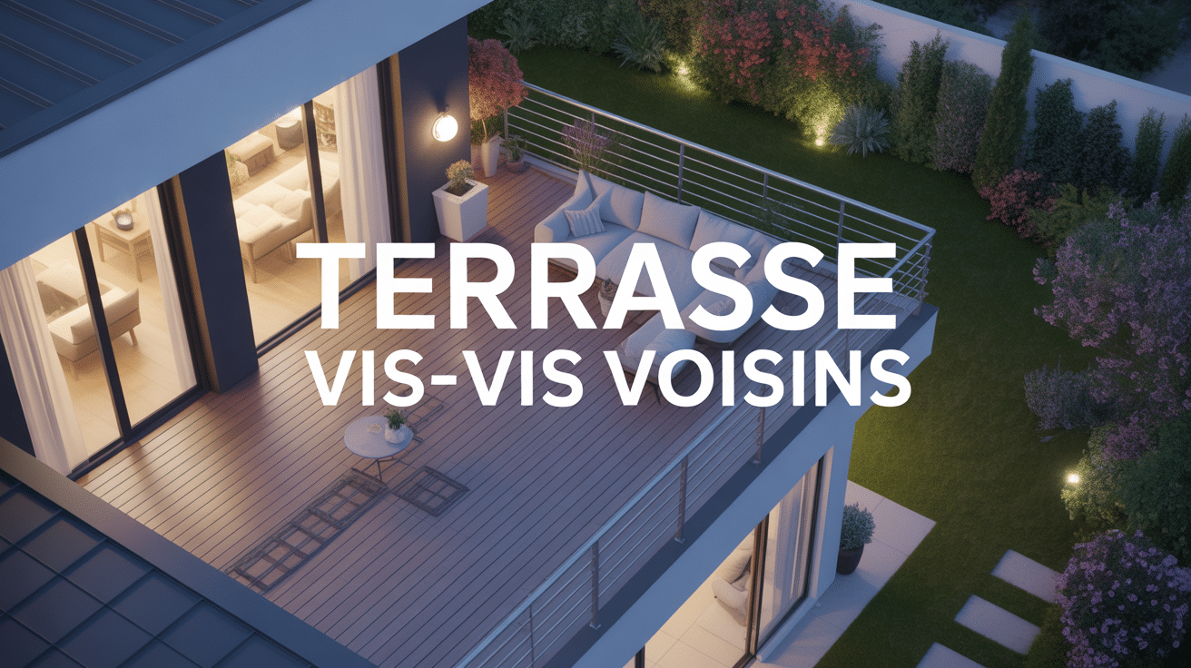 vue aerienne terrasse vue plongeante sur voisin moderne