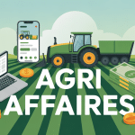 Agri affaires digital avec tracteur, appli mobile et ordinateur