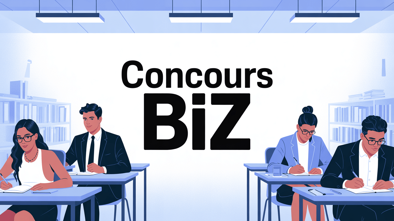 Étudiants passant le concours BIZ en salle d'examen