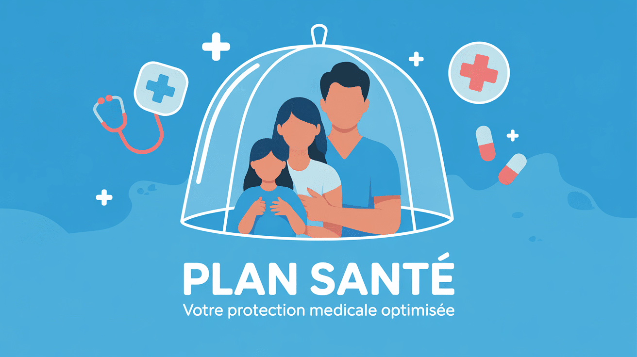plan sante illustration famille parapluie medical