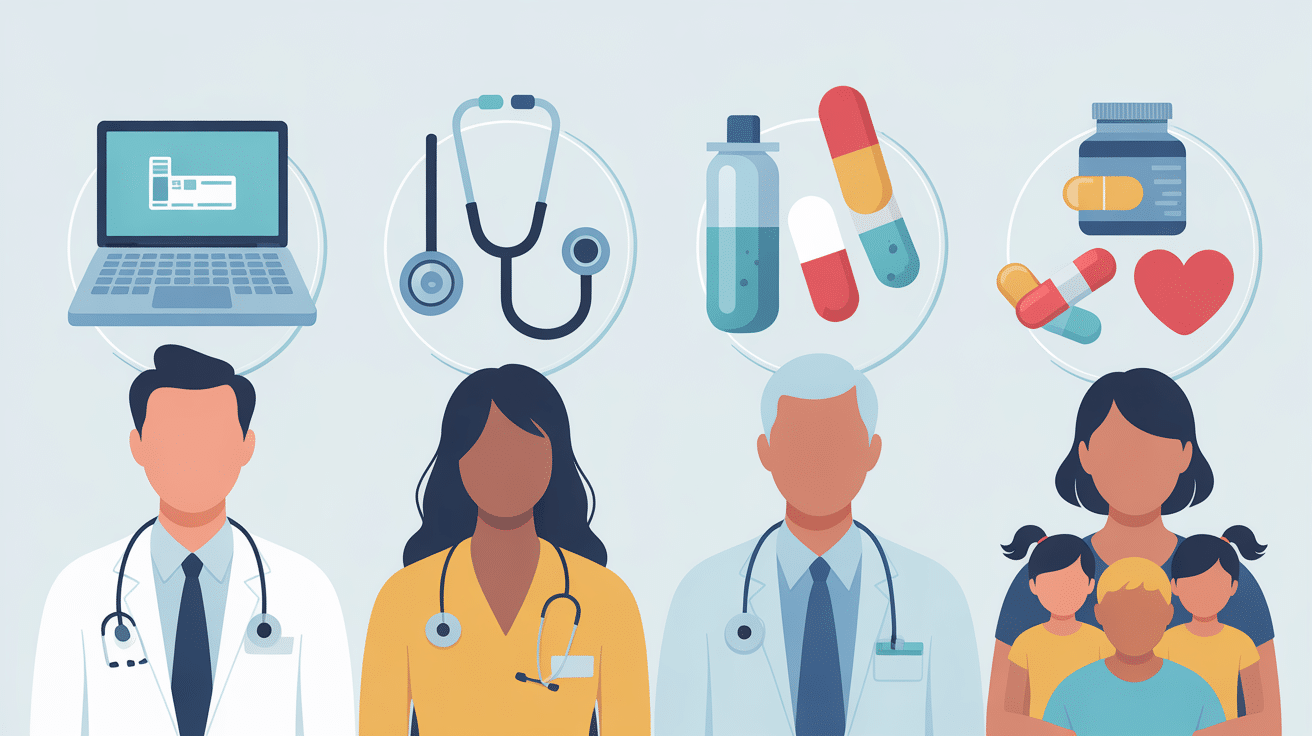 plan sante illustration profils couverts