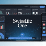 interface swisslife one sur ordinateur et mobile avec tableaux de bord