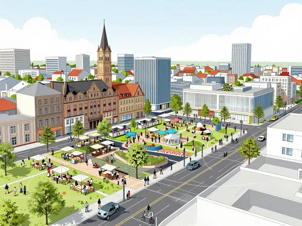 action coeur de ville illustration axes transformation centre