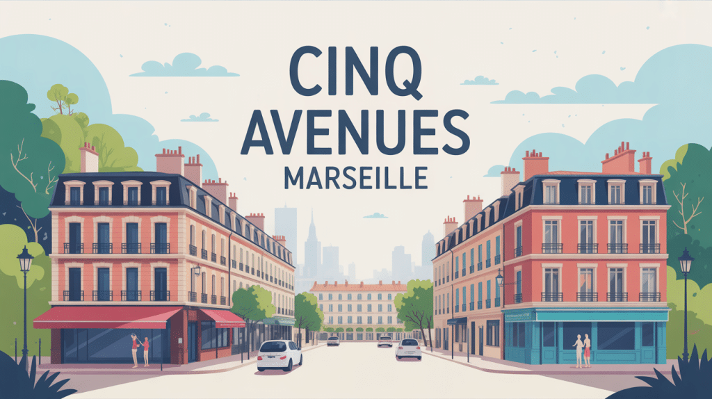 illustration quartier cinq avenues marseille haussmannien vie locale