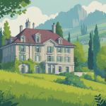 maison alain delon suisse illustration jardin paysage