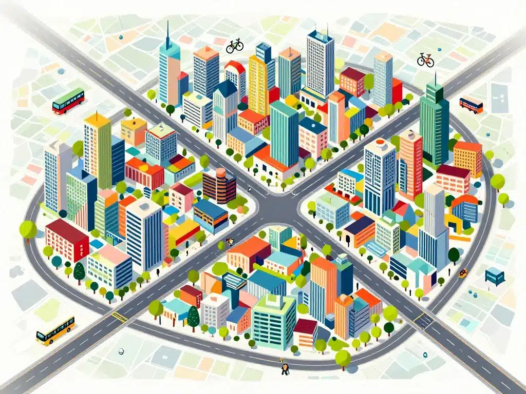 illustration ville connectée rue de nantes cartes urbaines