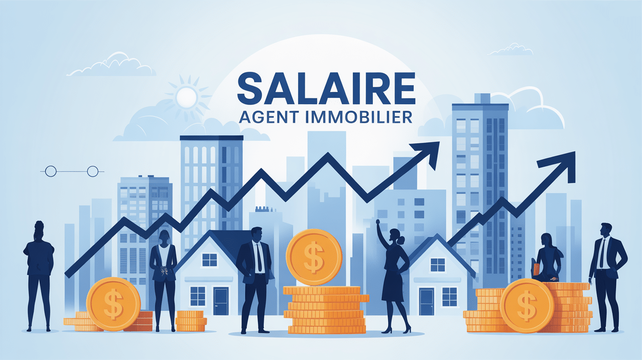 salaire des agents immobiliers sous forme d'illustration vectorielle avec des immeubles et des pièces