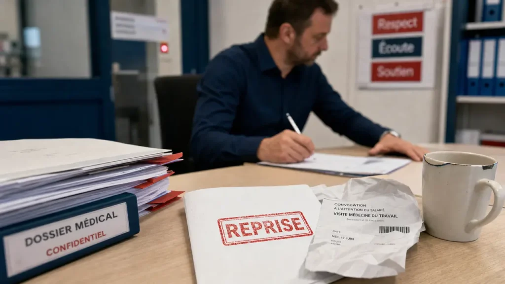 Accident du travail sans certificat final : reprise possible, visite de reprise obligatoire en 8 jours