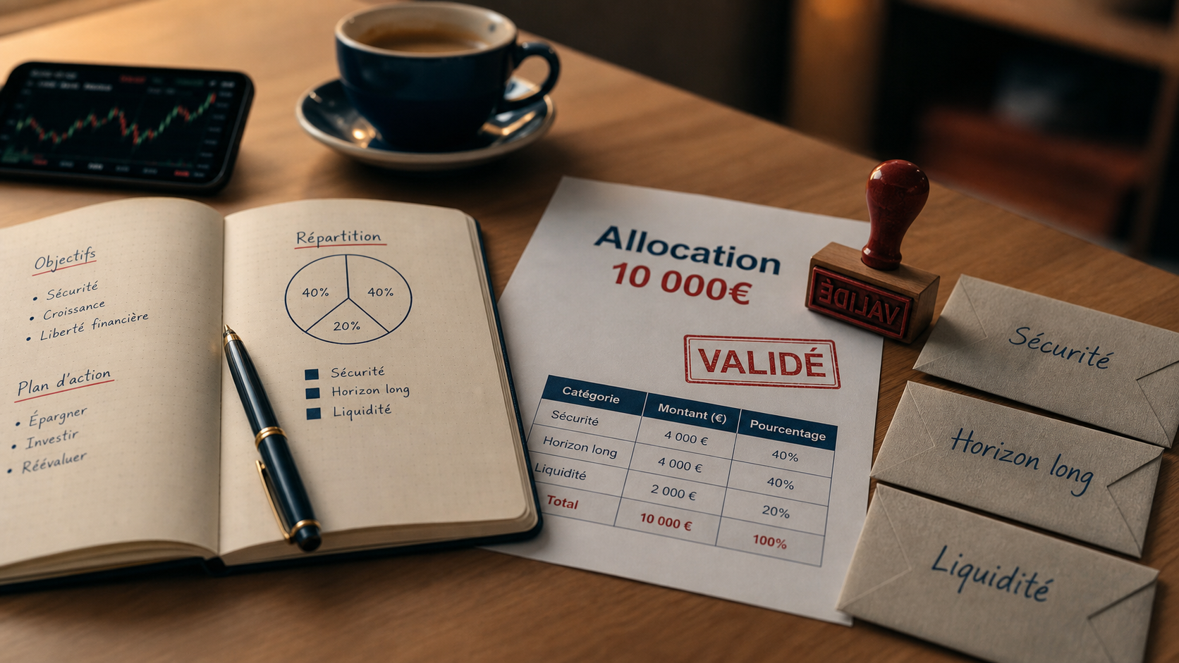 Comment investir 10000 euros : allocation sécurité, rendement, liquidité