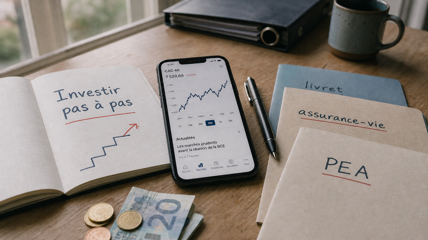 Investir pour les nuls : placements accessibles, carnet et smartphone bourse