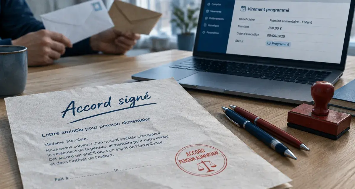 Modèle lettre pension alimentaire amiable sans jugement : accord signé