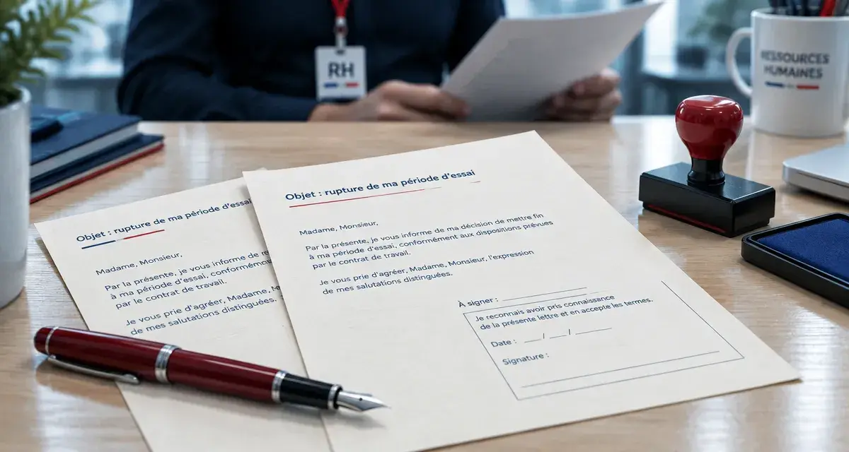 Modèle lettre rupture période d'essai remise en main propre avec décharge à signer